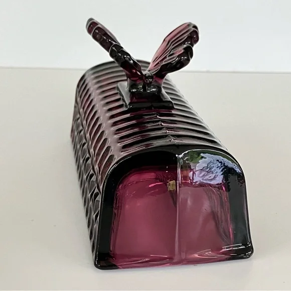 Circleware Plum Purple Amethyst Butterfly Butter Dish - Picture 11 of 16